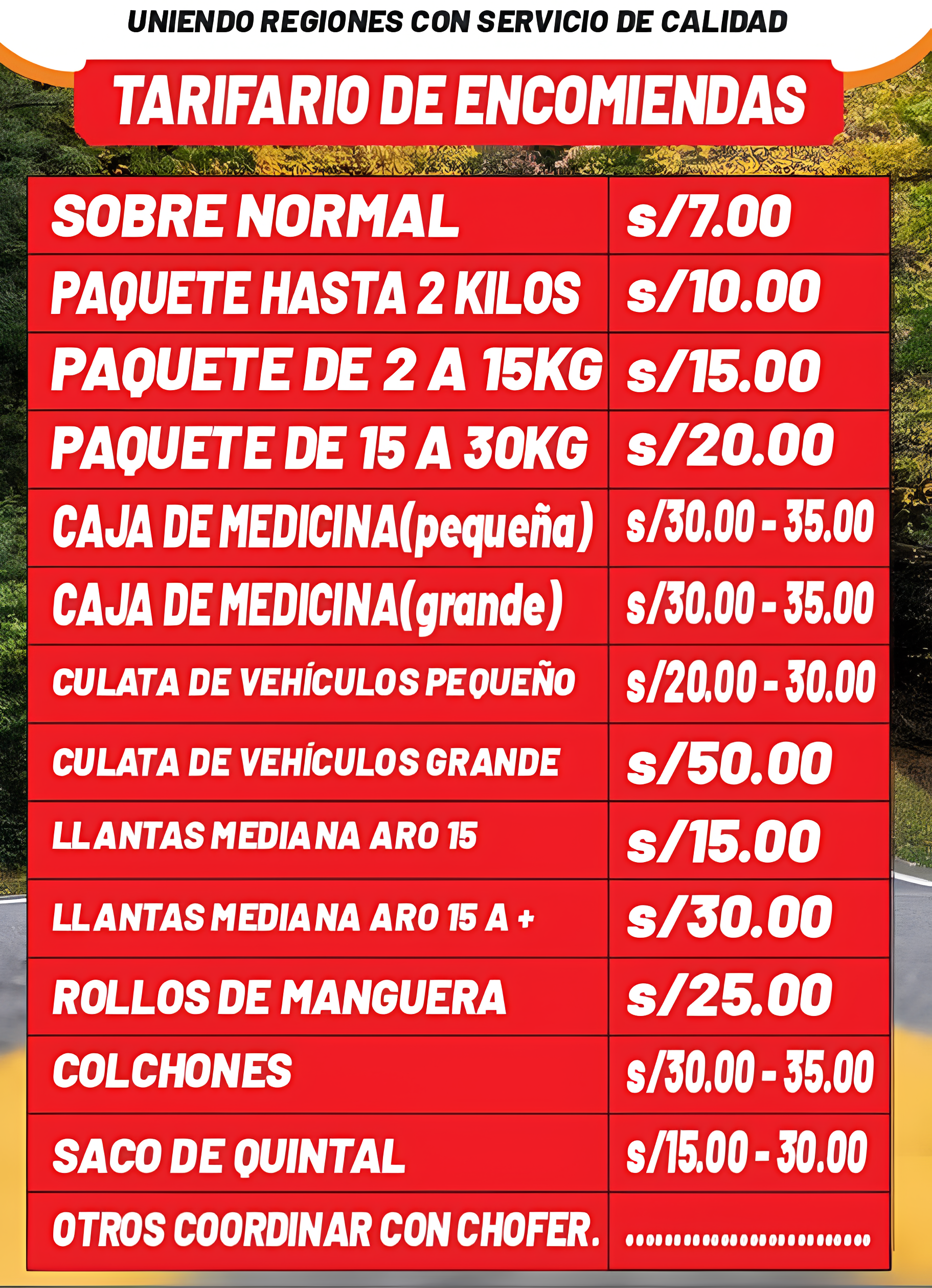 Servicio de encomiendas